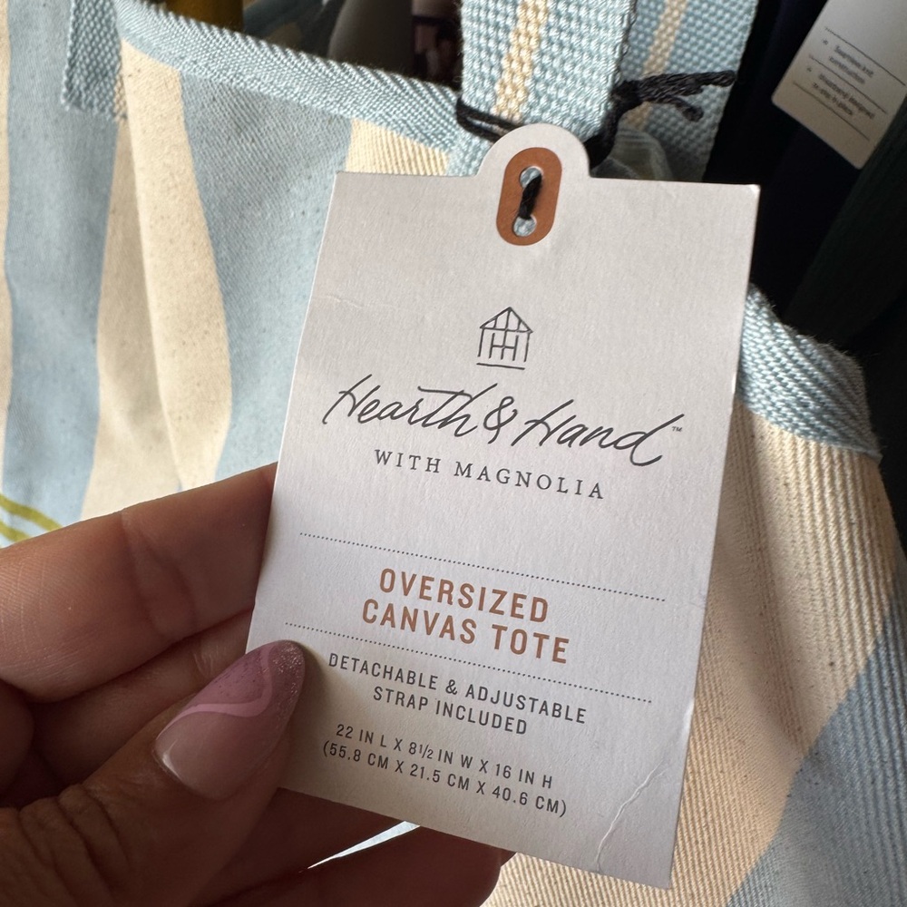 Hearth & Hand Blue and Green Canvas Tote - Picture 3 of 3